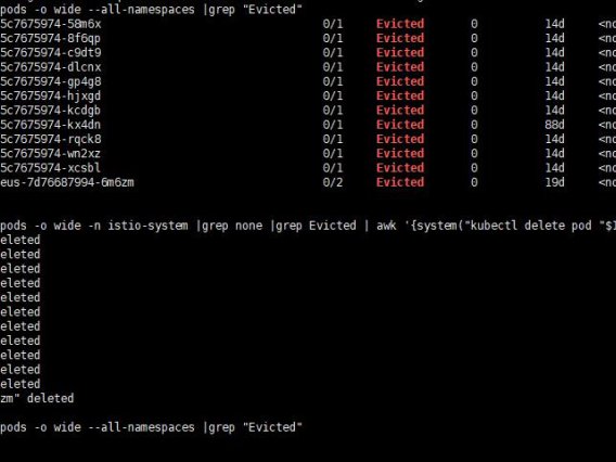 k8s中Evicted状态POD批量删除方法